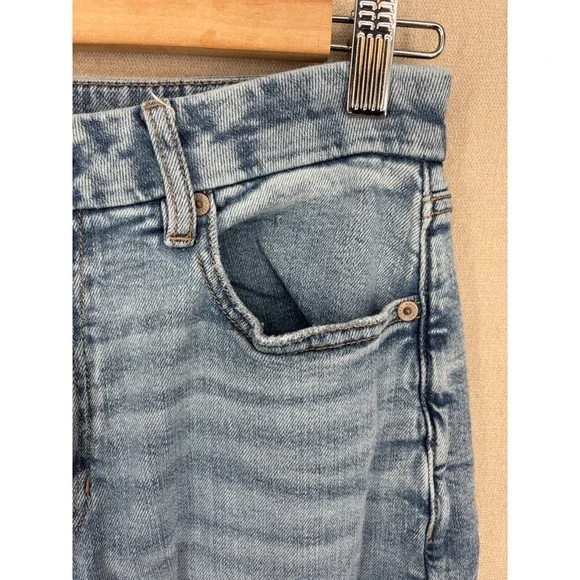 American Eagle Jeans 10 Blue Curvy Super High Rise Baggy Wide Leg Cargo - Picture 2 of 14